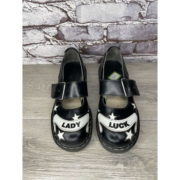 VTG TUK LADY LUCK Black Leather MaryJane Strap England Shoes Women 36EU/5.5M US - Picture 9 of 16